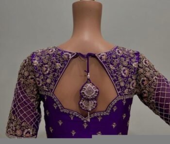 pure silk hand embroidery blouse/modern saree maggam blouse/purple zardosi blouse/wedding hand embroidered blouse/bridal ready made blouse