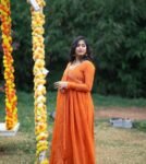 Hand embroidered Anarkali/anarkali suit set/anarkali with dupatta USA/orange kurta with dupatta/orange anarkali dress/orange kurta set usa