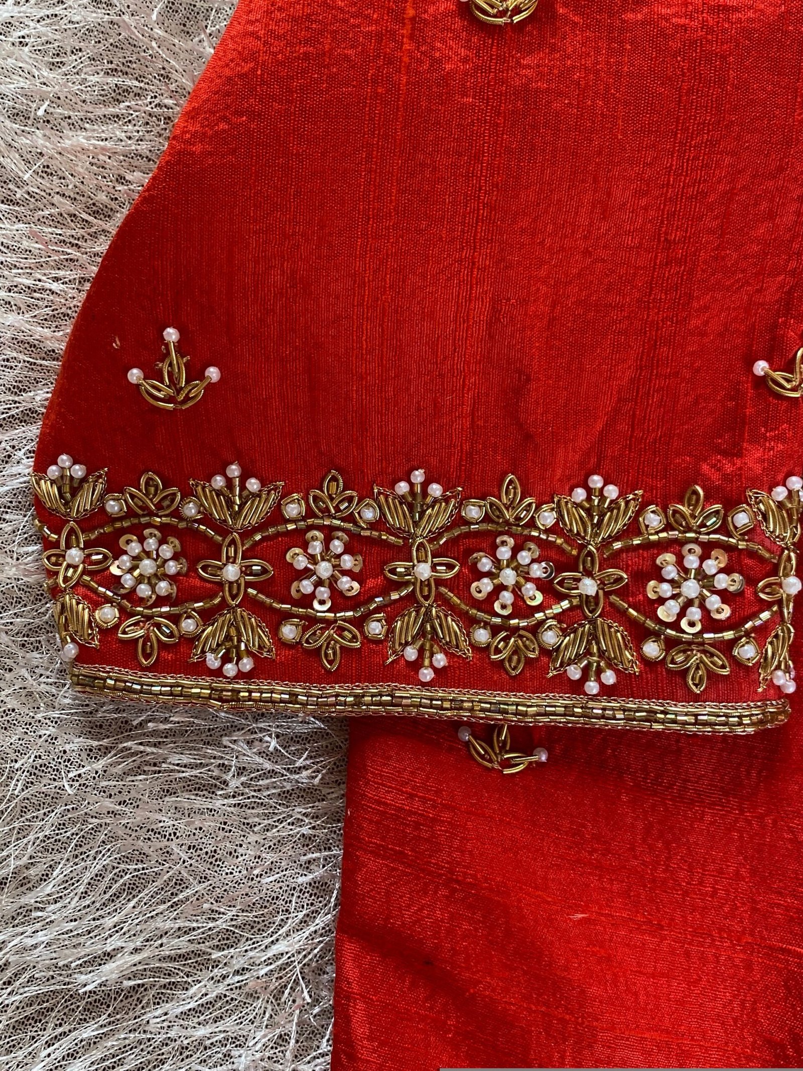 pure silk hand embroidery blouse/ saree maggam blouse/ zardosi blouse usa/hand embroidered moderblouse/orange ready made blouse zardosi usa