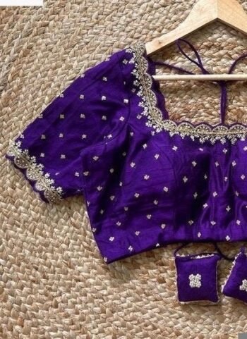 pure silk hand embroidery blouse/ saree maggam blouse/purple zardosi blouse hand embroidered moderblouse/ ready made blouse zardosi