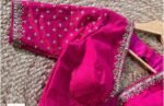 pure silk hand embroidery blouse/saree maggam blouse/hot pink zardosi blouse/hand embroidered blouse /magenta pink ready made blouse zardosi