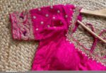pure silk hand embroidery blouse/saree maggam blouse/hot pink zardosi blouse/hand embroidered blouse /magenta pink ready made blouse zardosi