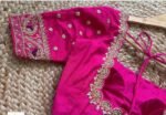 pure silk hand embroidery blouse/saree maggam blouse/hot pink zardosi blouse/hand embroidered blouse /magenta pink ready made blouse zardosi
