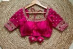 pure silk hand embroidery blouse/saree maggam blouse/hot pink zardosi blouse/hand embroidered blouse /magenta pink ready made blouse zardosi