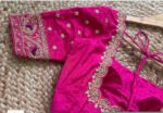 pure silk hand embroidery blouse/saree maggam blouse/hot pink zardosi blouse/hand embroidered blouse /magenta pink ready made blouse zardosi