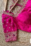 pure silk hand embroidery blouse/saree maggam blouse/hot pink zardosi blouse/hand embroidered blouse /magenta pink ready made blouse zardosi