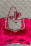 pure silk hand embroidery blouse/saree maggam blouse/hot pink zardosi blouse/hand embroidered blouse /magenta pink ready made blouse zardosi