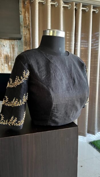 pure silk hand embroidery blouse/ saree maggam blouse/black zardosi blouse /hand embroidered moderblouse/black ready made blouse zardosi