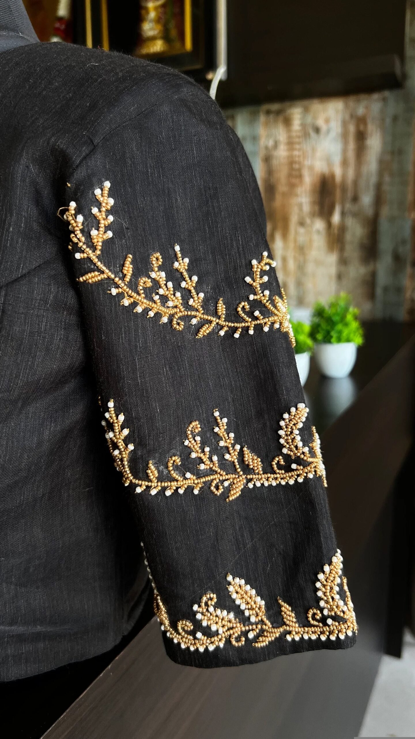 pure silk hand embroidery blouse/ saree maggam blouse/black zardosi blouse /hand embroidered moderblouse/black ready made blouse zardosi usa