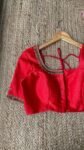 pure silk hand embroidery blouse/saree maggam blouse/red zardosi blouse/red hand embroidered moderblouse/red ready made blouse zardosi usa