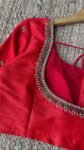 pure silk hand embroidery blouse/saree maggam blouse/red zardosi blouse/red hand embroidered moderblouse/red ready made blouse zardosi usa