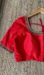 pure silk hand embroidery blouse/saree maggam blouse/red zardosi blouse/red hand embroidered moderblouse/red ready made blouse zardosi usa