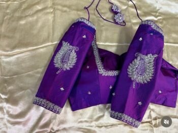 pure silk hand embroidery blouse/ saree maggam blouse/purple zardosi blouse hand embroidered moderblouse/ ready made blouse zardosi