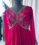 Hand Embroidered Silk Anarkali Dress with Banarasi Dupatta