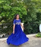 Anarkali suit usa/hand embroidery anarkali kurta/blue anarkali dress/elbow sleeves dress anarkali/Indian dresses/royal blue anarkali kurta