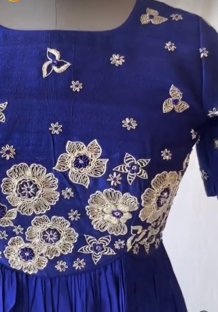 Anarkali suit usa/hand embroidery anarkali kurta/blue anarkali dress/elbow sleeves dress anarkali/Indian dresses/royal blue anarkali kurta