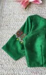 pure silk hand embroidery blouse/saree maggam blouse/green zardosi blouse/green embroidered moderblouse/green ready made high neck blouse