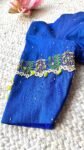 pure silk hand embroidery blouse/saree maggam blouse/blue zardosi blouse/royal blue embroidered moderblouse/blue ready made high neck blouse