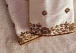 pure silk hand embroidery blouse/modern maggam blouse/multi colored cream zardosi blouse/hand embroidered blouse/off white ready made blouse