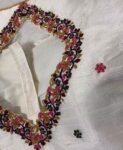 pure silk hand embroidery blouse/modern maggam blouse/multi colored cream zardosi blouse/hand embroidered blouse/off white ready made blouse