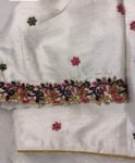pure silk hand embroidery blouse/modern maggam blouse/multi colored cream zardosi blouse/hand embroidered blouse/off white ready made blouse
