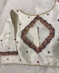 pure silk hand embroidery blouse/modern maggam blouse/multi colored cream zardosi blouse/hand embroidered blouse/off white ready made blouse