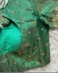 pure silk hand embroidery blouse/short sleeve maggam blouse/raw silk zardosi blouse/hand embroidered blouse/green ready made blouse zardosi