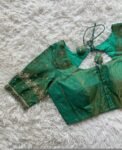 pure silk hand embroidery blouse/short sleeve maggam blouse/raw silk zardosi blouse/hand embroidered blouse/green ready made blouse zardosi