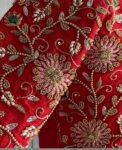 pure silk hand embroidery bridal blouse/ maggam blouse/red bridal zardosi blouse/red hand embroidered blouse/heavy embroidery wedding blouse