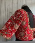 pure silk hand embroidery bridal blouse/ maggam blouse/red bridal zardosi blouse/red hand embroidered blouse/heavy embroidery wedding blouse
