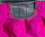 pure silk hand embroidery blouse/saree maggam blouse/hot pink zardosi blouse/hand embroidered blouse /magenta pink ready made blouse zardosi