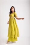 Anarkali suit usa /anarkali sharara kurta/ sharara embroidered anarkali/Mehedi outfit/voggish /green anarkali/mehendi wedding /sharara set