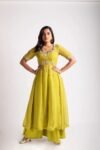 Anarkali suit usa /anarkali sharara kurta/ sharara embroidered anarkali/Mehedi outfit/voggish /green anarkali/mehendi wedding /sharara set