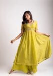 Anarkali suit usa /anarkali sharara kurta/ sharara embroidered anarkali/Mehedi outfit/voggish /green anarkali/mehendi wedding /sharara set