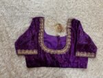 pure velvet hand embroidery blouse /modern saree maggam blouse/purple zardosi blouse / hand embroidered blouse/purple ready made blouse