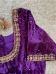 pure velvet hand embroidery blouse /modern saree maggam blouse/purple zardosi blouse / hand embroidered blouse/purple ready made blouse