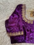 pure velvet hand embroidery blouse /modern saree maggam blouse/purple zardosi blouse / hand embroidered blouse/purple ready made blouse