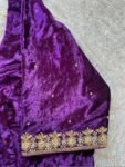 pure velvet hand embroidery blouse /modern saree maggam blouse/purple zardosi blouse / hand embroidered blouse/purple ready made blouse