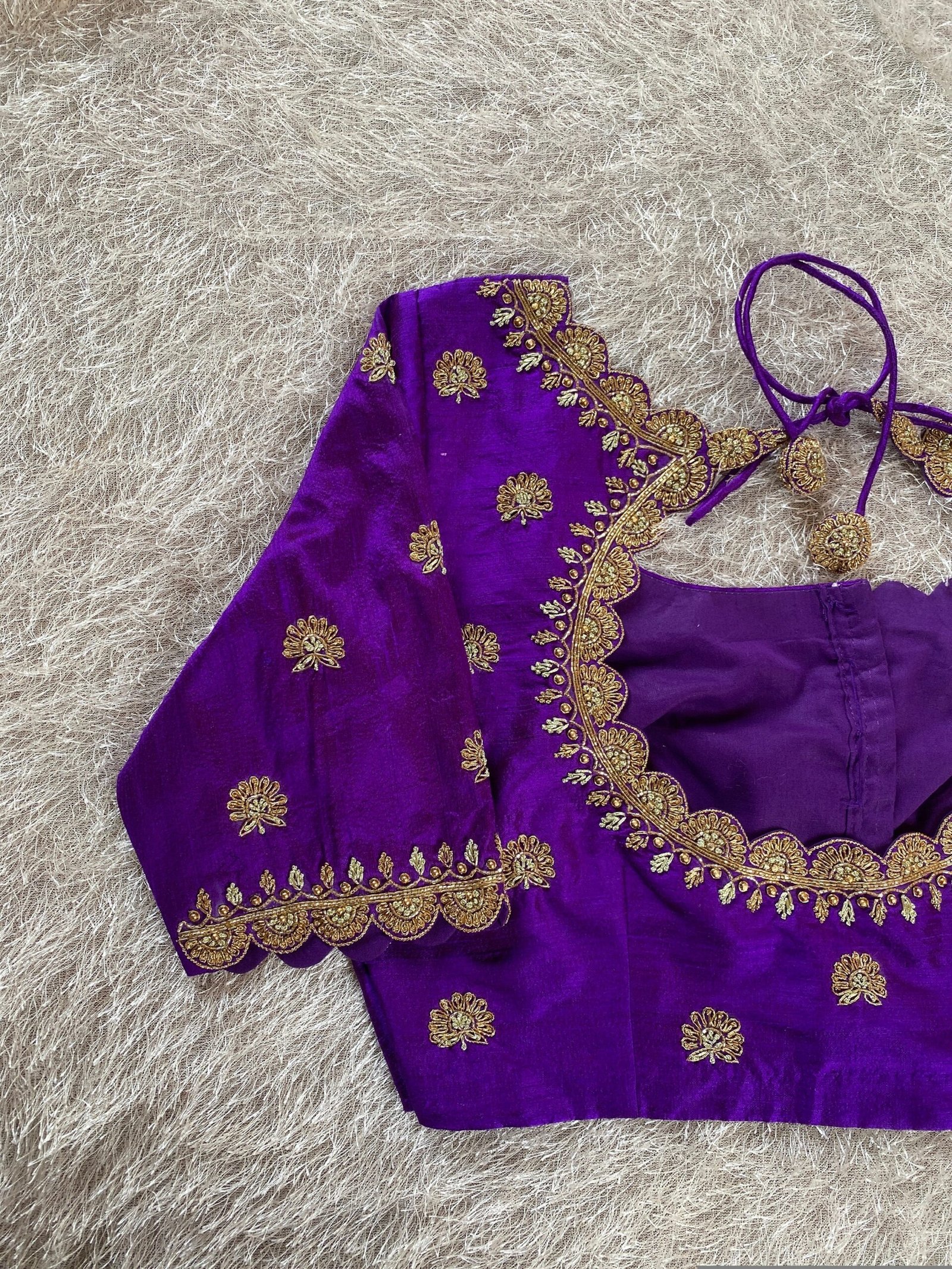pure silk hand embroidery blouse/saree maggam blouse/purple zardosi blouse usa/hand embroidered moderblouse/purple ready made blouse zardosi