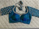 pure silk hand embroidery blouse/saree maggam blouse/blue zardosi blouse/turquoise blue embroidered blouse/blue ready made blouse zardosi