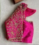 pure silk hand embroidery bridal blouse/maggam blouse/pink bridal work blouse/pink hand embroidered blouse/heavy embroidery wedding blouse
