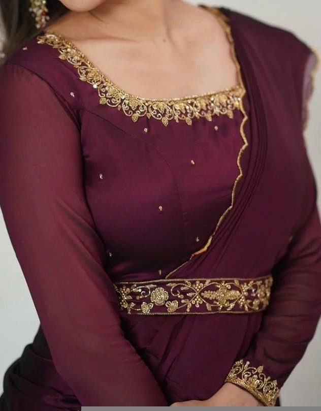 Hand embroidered Anarkali with dupatta/wine color anarkali suit/soft silk anarkali dupatta USA/Indian dresses/wine anarkali dupatta belt set