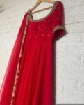 Hand embroidered red Anarkali dress /anarkali suit set/anarkali with dupatta USA/red anarkali kurta with dupatta/red anarkali suit dupatta