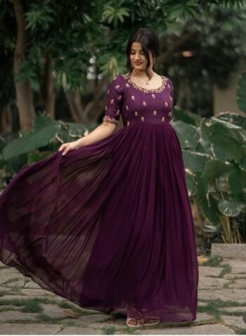 Wine color Anarkali suit usa/burgundy anarkali kurta/hand embroidered anarkali/wine embroidery anarkali dress/Indian dresses/Indian anarkali