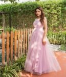 Hand embroidered Anarkali/tulle hand embroidery dress/heavy soft net designer gown USA/ tulle gown/prom dress/wedding gown /braids made gown
