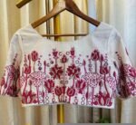pure silk hand embroidery blouse/cream maggam blouse/pure raw silk zardosi blouse/hand embroidered blouse/cream designer ready made blouse