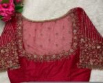 pure silk hand embroidery blouse/modern saree maggam blouse/red zardosi blouse/wedding hand embroidered blouse/red bridal ready made blouse