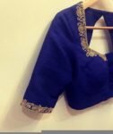 Navy blue silk hand embroidery blouse/blue saree maggam work blouse/blue saree blouse/hand embroidered blouse/blue ready made blouse zardosi