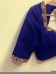 Navy blue silk hand embroidery blouse/blue saree maggam work blouse/blue saree blouse/hand embroidered blouse/blue ready made blouse zardosi