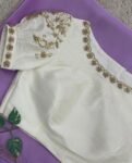 pure silk lavender sari with hand embroidery blouse/saree with maggam blouse/raw silk zardosi blouse/hand embroidered blouse organza saree